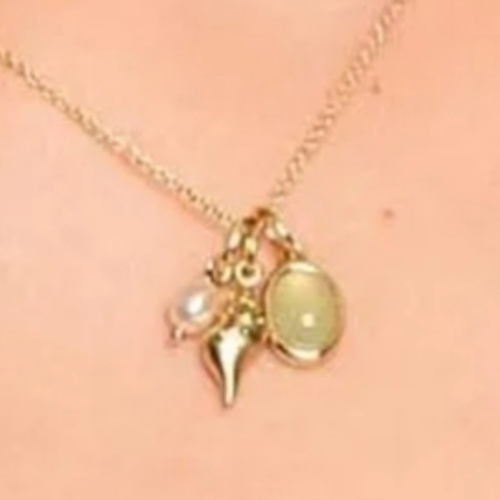2 FOR $10/Tarnish Proof Gold necklace WATERPROOF green shell conch pearl - Picture 7 of 8